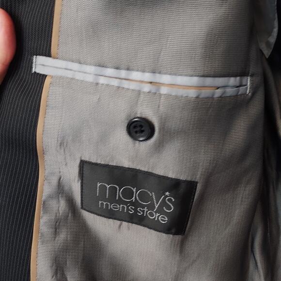 Michael Kors Macy's Wool Black Gray Pinstripe Regular Fit Two Button Suit Jacket - Picture 9 of 10